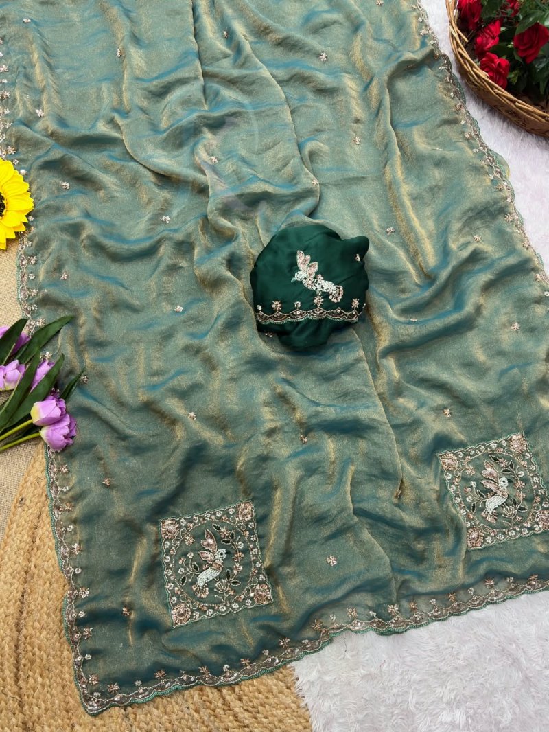 Jk 502 Soft Fabric Embroidery Work Saree